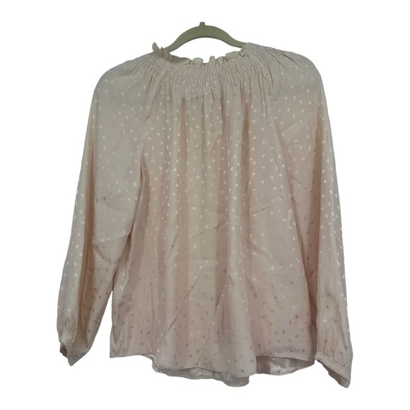 Rebecca Taylor Millennial Pink 100% Silk Heart Print Blouse Career Size Small - Picture 2 of 7